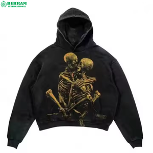 Sweat à capuche pour homme de qualité supérieure, personnalisé, imprimé en DTG, en polyester lourd doublé de polaire, coupe classique, respectueux de l'environnement - Product Image 2