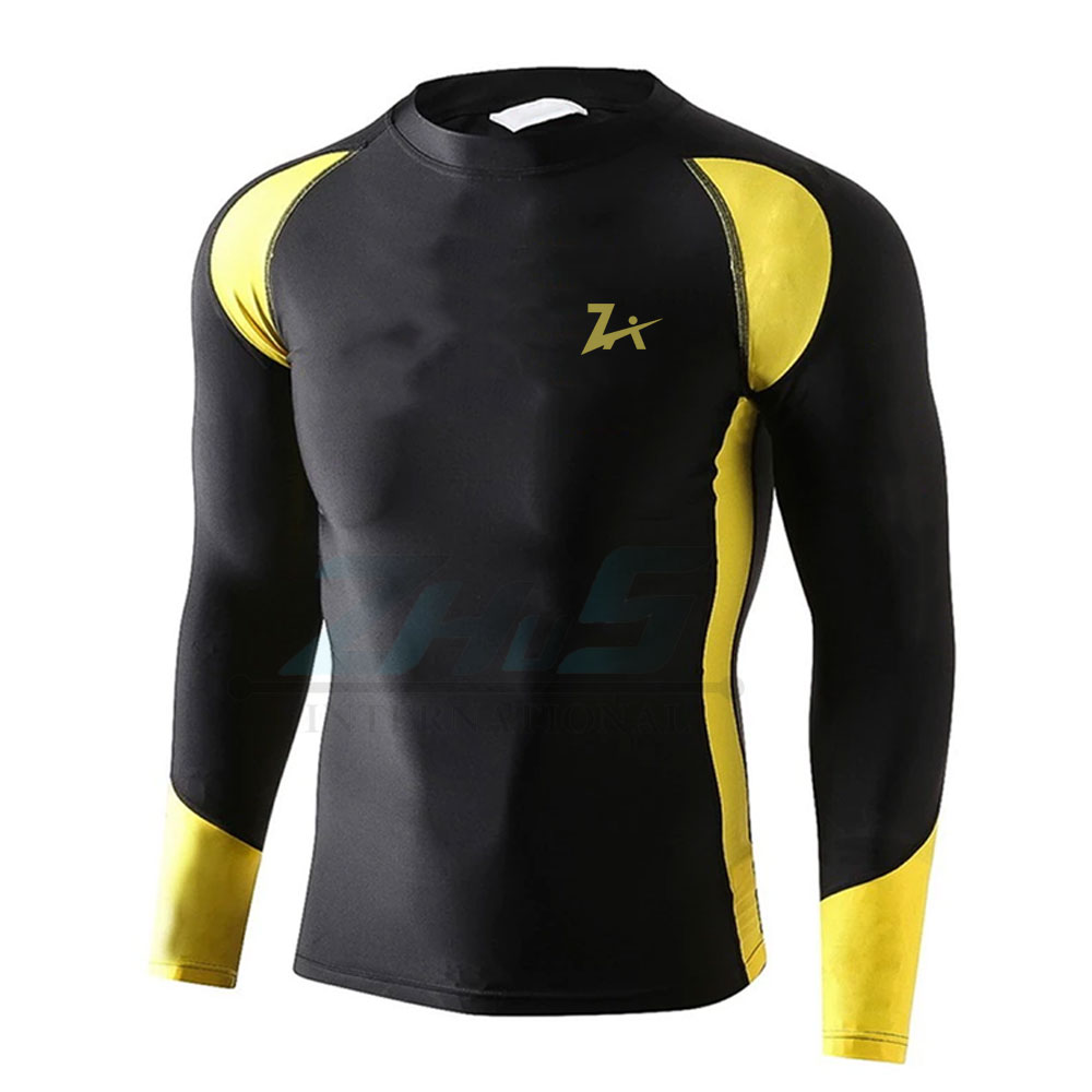 Оптовая продажа высокое качество Jiu Jitsu Rash Guard с длинными рукавами сублимационный дышащий Повседневный однотонный Colour MMA Rash Guard
