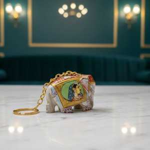 Porte-clés miniature éléphant en bois artisanal de qualité supérieure, écologique, design animal moderne avec chaîne porte-clés, bon prix, cadeau - Product Image 3