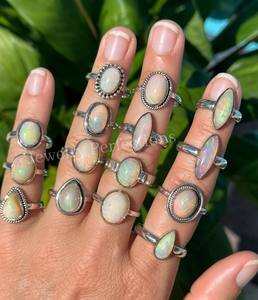 High Quality Natural Ethiopian <b>Opal</b> Sterling Silver Plated Rings Wholesale Brass Gemstone Fashion Ring Waterproof Jewelry - Product Image 3