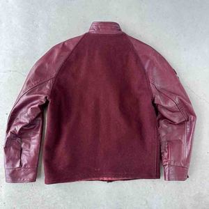 Vintage Maroon Varsity Jacket Mens Retro Leather Sleeve Letterman Bomber Coat con parches bordados Prime Sports Winnipeg - Product Image 4