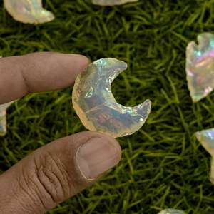 Natural Opalite Crescent Moon Star Heart Arrow Carving <b>Crystal</b> Healing Aura <b>Coating</b> Metaphysical Jewelry Pendant Charms Loose - Product Image 5