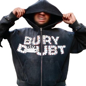 Sweat-shirt décontracté unisexe surdimensionné avec strass et logo personnalisé pour homme, 100 % coton, collection hiver 2026 – Vente en gros de sweats à capuche et sweats-shirts - Product Image 3