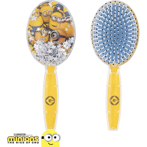 H.E.R. Accessoires Minions sous licence : Brosse à cheveux pour enfants avec confettis étoiles scintillantes, démêlante et douce pour les cheveux mouillés, peigne amusant et facile à utiliser - Product Image 1
