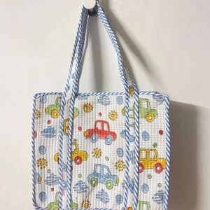 Sac fourre-tout écologique fait main, imprimé au bloc et brodé, léger, lavable, réutilisable pour un usage quotidien, doublure en coton - Product Image 4