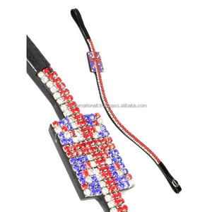Productos de caballo ecuestre de alta calidad, Bandera de Gran Bretaña, banda de cuero para cejas de caballo con cristales brillantes, banda para cejas con bandera de Gran Bretaña - Product Image 4