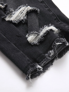 Vêtements d'été pour hommes Short en jean respirant 100% coton Short cargo de marque avec motif déchiré Jeans courts pour hommes - Product Image 5