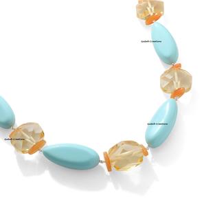 Turquoise and <b>Gold</b> <b>Long</b> Resin Bead <b>Necklace</b> Handmade Statement Jewelry for Women, Boho Chic Layering Accessory - Product Image 4