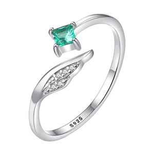 Anillos Abiertos de Plata de Ley S925 con Piedras Preciosas Redondas de 5 mm de Diseño Único para Mujer, Regalo Elegante y Exclusivo para Compromiso y Aniversario - Product Image 1