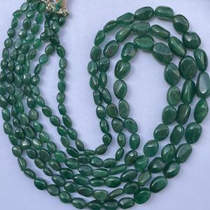 8mm 10mm 12mm naturel vert foncé émeraude pierre lisse Tumble Maniya perles brins chaîne en gros bijoux fins collier de perles - Product Image 2