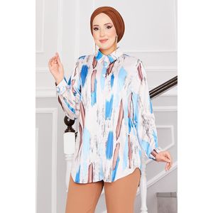 Automne printemps été Satin tunique brodé Logo XL taille coupe ample Style de mode haute qualité tissu respirant impression pour les femmes - Product Image 4