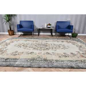 Alfombra Turca, Alfombra Vintage Grande de 6.7x10.1 pies, Alfombra Gris Marrón Ombré - Product Image 2