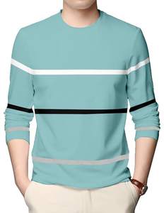 Wholesale OEM Customized Color <b>Striped</b> Knitted Eco-Friendly Breathable Quick Dry Casual Men's Full Arm <b>Long</b> <b>Sleeve</b> <b>T</b>-<b>Shirt</b> - Product Image 6