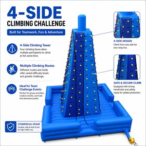 Parete d'Arrampicata Gonfiabile Commerciale con Tappeto di Atterraggio di Sicurezza per Parchi Avventura ed Eventi a Noleggio - Product Image 4