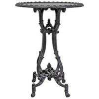 Table d'appoint en fer noir de style antique, design gothique orné, intérieur extérieur, jardin, bistrot, support pour plantes, meubles en métal à bas prix