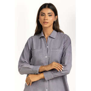 Conjunto Casual de Dos Piezas en Chambray Lila con Botones para Mujer, Talla XS/XS, Corte Holgado, para Primavera/Verano - Product Image 3