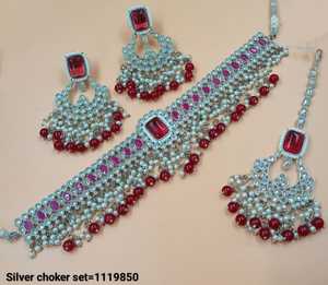 คริสตัลเพทายรูปลูกบาศก์ที่สวยงามสวยงามทรงสี่เหลี่ยมห้อยชุบเงินเครื่องประดับสำหรับงานแต่งงานพร้อมต่างหูและมะม่วงสำหรับผู้หญิง - Product Image 2