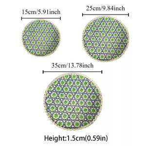 Bandeja de mimbre de colores vibrantes tejida a mano de Vietnam de lujo para servir comida, té, café, cocina, decoración del hogar, Manual de herramientas para frutas y verduras - Product Image 5