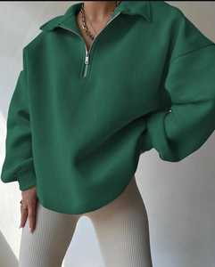 OEM/ODM Sweat à capuche zippé 100% coton éponge français pour femmes, style surdimensionné de haute qualité. - Product Image 5