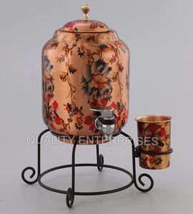 Distributeur d'eau froide traditionnel en cuivre martelé, conteneur de stockage d'eau autonome pour la cuisine - Product Image 4