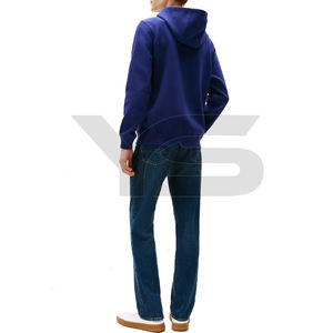 เสื้อฮู้ดผ้าฟลีซของผู้ชายแบบกำหนดเองมีเชือกผูกลายสีทึบสำหรับฤดูหนาว - Product Image 4