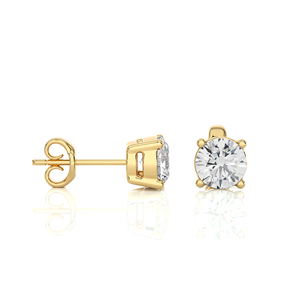 Pendientes de diamantes cultivados en laboratorio con corte redondo brillante y estético, de oro puro sólido de 14k y 18k, joyería fina para ella. - Product Image 1