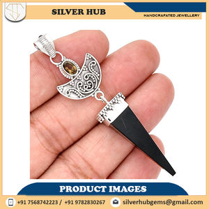 Pendentif en argent sterling 925 fait main avec incrustation de réglage de lunette en onyx noir au meilleur prix - Product Image 2