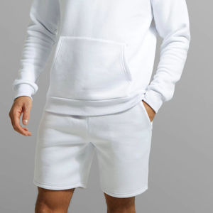 Sweat à capuche léger à motif solide et short d'entraînement à taille élastique ensembles d'hiver de vêtements de sport respirants de grande taille - Product Image 5