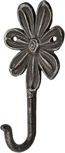 Wall Mounted Cast Iron <b>Single</b> Hook With Unique (<b>Flower</b>) Design for Home Decor & Clothing Rail - Product Image 5