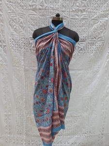Wholesale Cotton Block Print Fabric Sarong With Stitch Hem <b>Beach</b> Bikini Swimsuit Body <b>Cover</b> <b>UP</b> Pareo Scarves, Neck Wrap Dupatta - Product Image 5