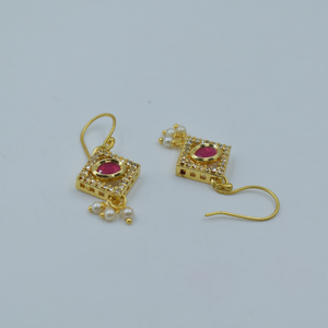 Pendientes colgantes de piedra de latón chapados en oro hechos a mano de última moda, Pendientes chapados en oro de piedra, joyería de moda para mujer, pendientes para mujer - Product Image 2