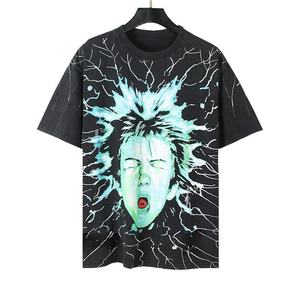 T-shirts pour hommes grande taille tendance, col rond, fil teint de haute qualité, imprimé floral graphique en relief, respirant, écologique, 200 grammes - Product Image 4