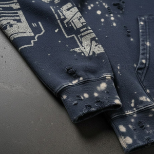 Sudaderas con Logotipo Personalizado, Bordado Urbano, Parche de Bordado Aplicado Personalizado, Sudadera Vintage con Lavado Ácido y Estilo Desgastado para Hombre - Product Image 3