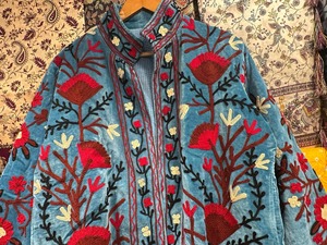 Handmade Floral Suzani Embroidery Work Velvet <b>Jacket</b>, Comfortable Long <b>Sleeves</b> Velvet Suzani Coat, Winter <b>Jacket</b>, Casual <b>Short</b> - Product Image 2