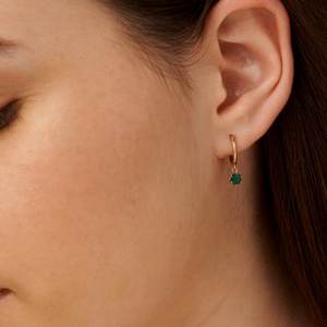 Pendientes colgantes redondos de Esmeralda natural, pendientes Huggies de oro de 18 quilates, Esmeralda certificada, precio al por mayor, joyería, regalo perfecto para ella DS0320 - Product Image 4