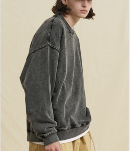 Nueva sudadera personalizada con lavado ácido para hombre, jersey de cuello redondo lavado Vintage de gran tamaño para hombre - Product Image 2