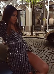 Sexy y pesadamente con cuentas de lentejuelas de gasa hasta la rodilla vestido cruzado con cintura natural elegante vestido de noche de fiesta - Product Image 3