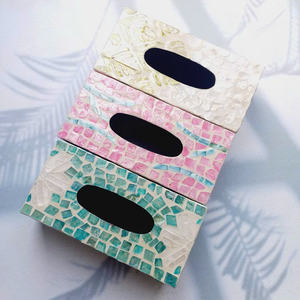 Boîte à mouchoirs de luxe avec incrustation de nacre, étui rectangulaire en coquillage fait à la main pour table à manger et chambre d'hôtel, fabriqué au Vietnam - Product Image 3