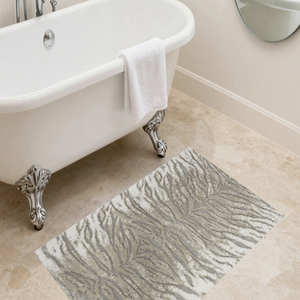 Alfombra de Baño Rectangular Amanda 70x120cm Color Crudo, de Algodón Reciclado con Patrón Jacquard Abstracto, Estilo Moderno, Hecha en Turquía - Product Image 1