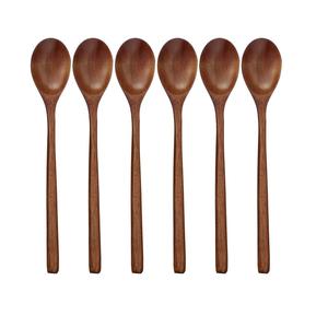 <b>Wooden</b> Spoons manufacturer 6 Pieces Wood Soup Spoons Mixing Stirring Long Handle Style <b>Kitchen</b> <b>Utensil</b> - Product Image 1