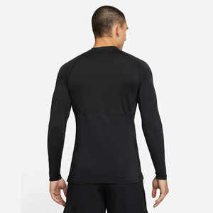 Sweat Wicking léger extensible 92% Polyester 8% Spandex noir hommes Slim Fit haut à manches longues avec respirabilité intégrée - Product Image 2