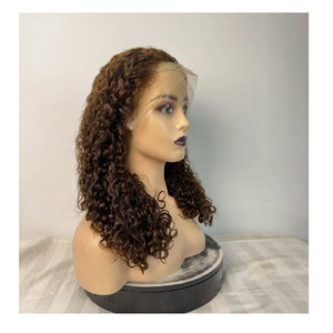 Offre Spéciale en vrac vente en gros vierge cheveux brésiliens avant de lacet perruques Jerry Curl vague profonde Styles brun clair pour la dentelle 18 pouces de longueur - Product Image 1