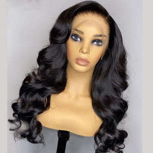 Perruques longues en cheveux humains vierges Remy de densité 130% 150% 180% pour femmes, perruque en dentelle frontale, vague corporelle - Product Image 4