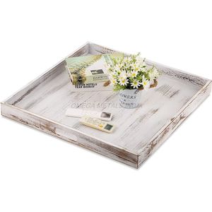 Customized Wooden Tray <b>Set</b> in Elegant White Color with <b>Square</b> Shape and Vintage Design Perfect for Serving and Home Decor - Product Image 3