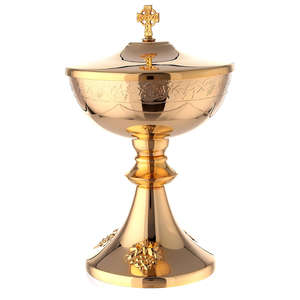 Ciborium ทองเหลืองสีทองทำด้วยมือพร้อมไม้กางเขนดีไซน์ทันสมัยงานฝีมือทางศาสนาหรูหราสำหรับใส่และนมัสการ - Product Image 1