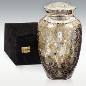 Urne de crémation humaine adulte en laiton et métal gravé argent et or vente chaude souvenir commémoratif pour cendres fournitures funéraires - Product Image 4