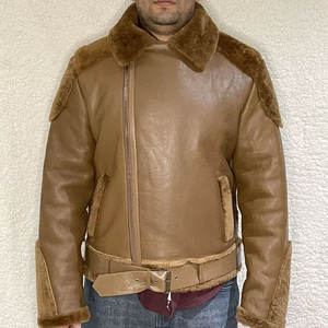 2025 haute qualité Durable hommes veste en cuir vêtements d'hiver les mieux notés grande qualité en peau de mouton fausse fourrure veste en cuir - Product Image 5