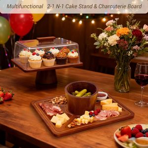 ชุดขาตั้งเค้กทรงกลมพร้อมฝาครอบอะคริลิค สำหรับจัดแสดงขนมหวานอเนกประสงค์ - Product Image 4