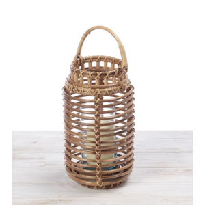 Lanterne à bougie en rotin naturel élégante, tissée à la main, écologique, cylindrique, pour table et sol, accessoire d'éclairage pour la décoration de la maison - Product Image 1