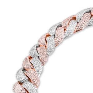 Chaîne à maillons cubains glacés de qualité supérieure avec style Hip Hop en argent sterling avec diamant Moissanite Clarity VVS - Product Image 2